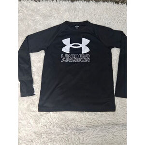 Boys Under Armour Long Sleeve Tee Black White YLG/JG/G